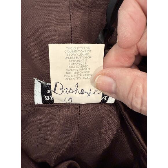 VNTG Betsey And Adam Sheer Halter Chocolate Brown Gown Size 16 - Picture 12 of 13